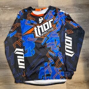 Thor Racing Motocross Jersey XL Blue Orange Black Geometric Long Sleeve MX Shirt